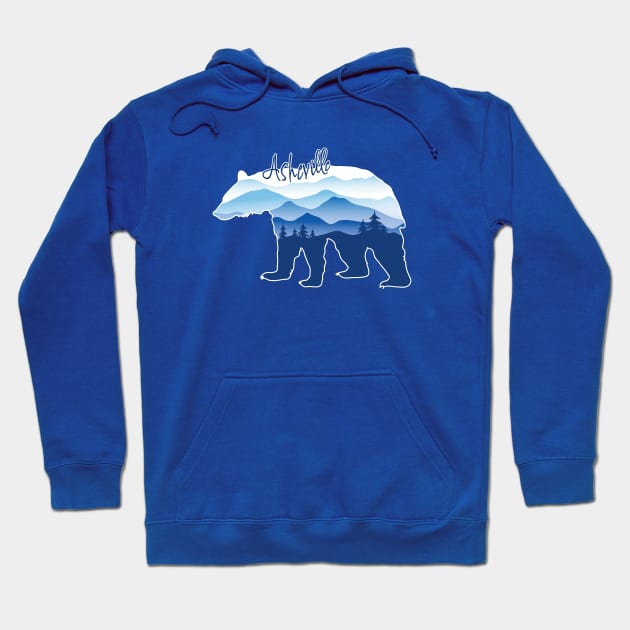 Asheville Blue Ridge Mountains - Black Bear - BlueBG 26 Hoodie by AVL Merch